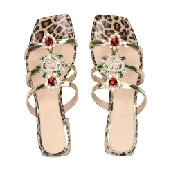 ALBANO Sandalias planas de Mujer 5421 / 1 PLATINO/LEOPARD