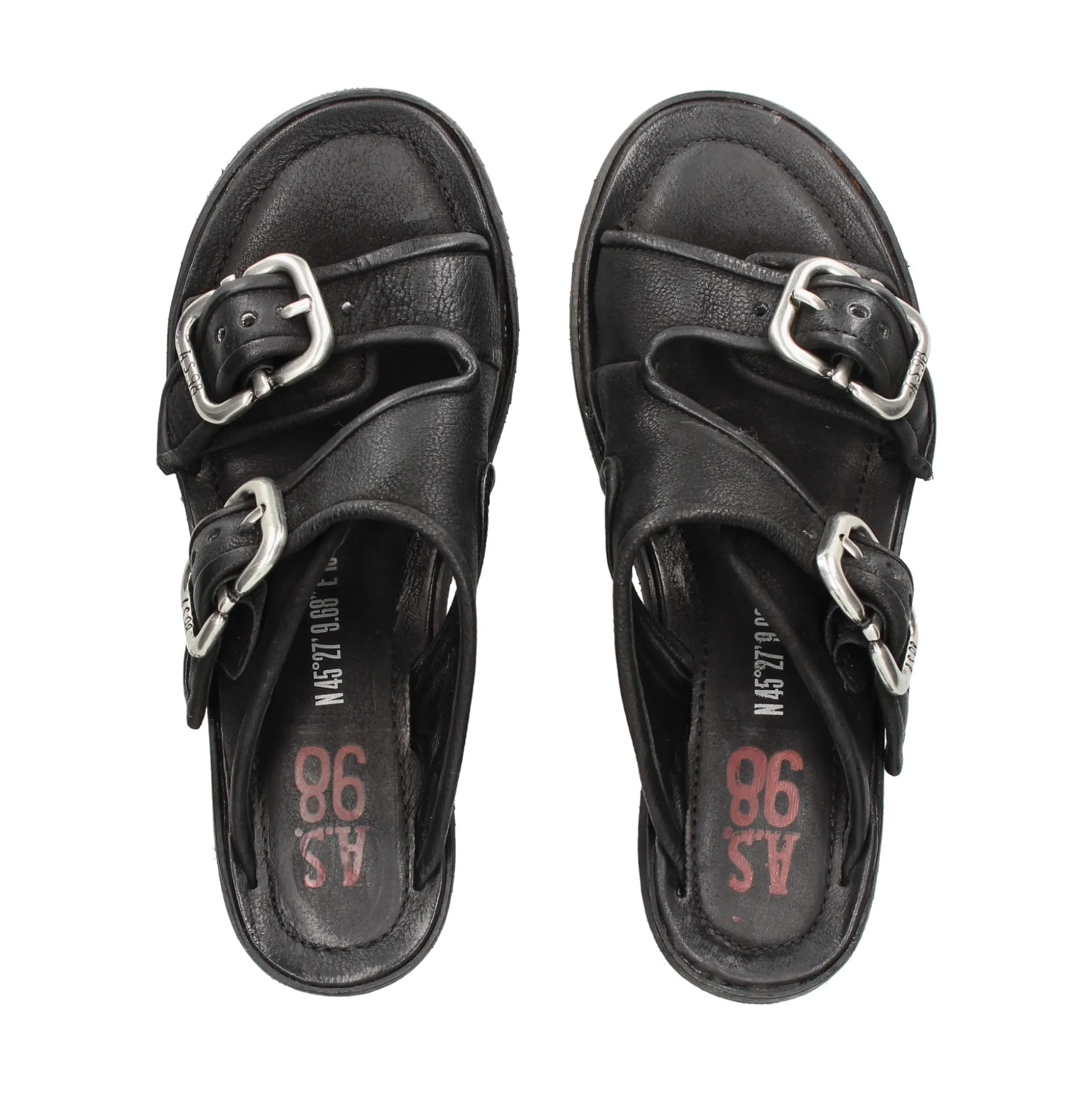 A.S.98 Sandalias con tacón de Mujer C03007 6002 NEGRO