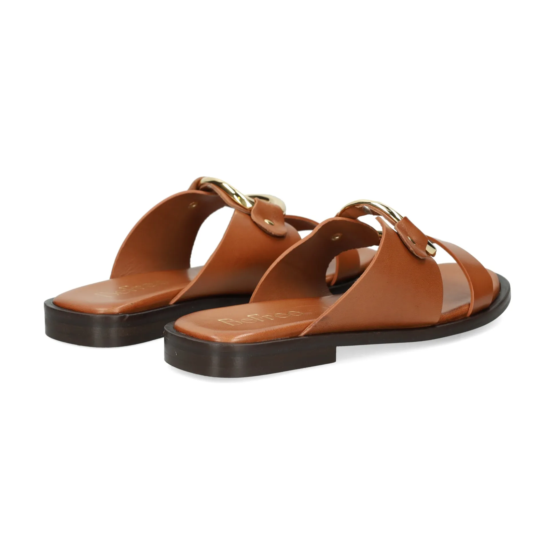BEFREE Sandalias planas de Mujer NICE-110 CAMEL