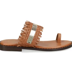 BEFREE Sandalias planas de Mujer RIGA-535 CAMEL