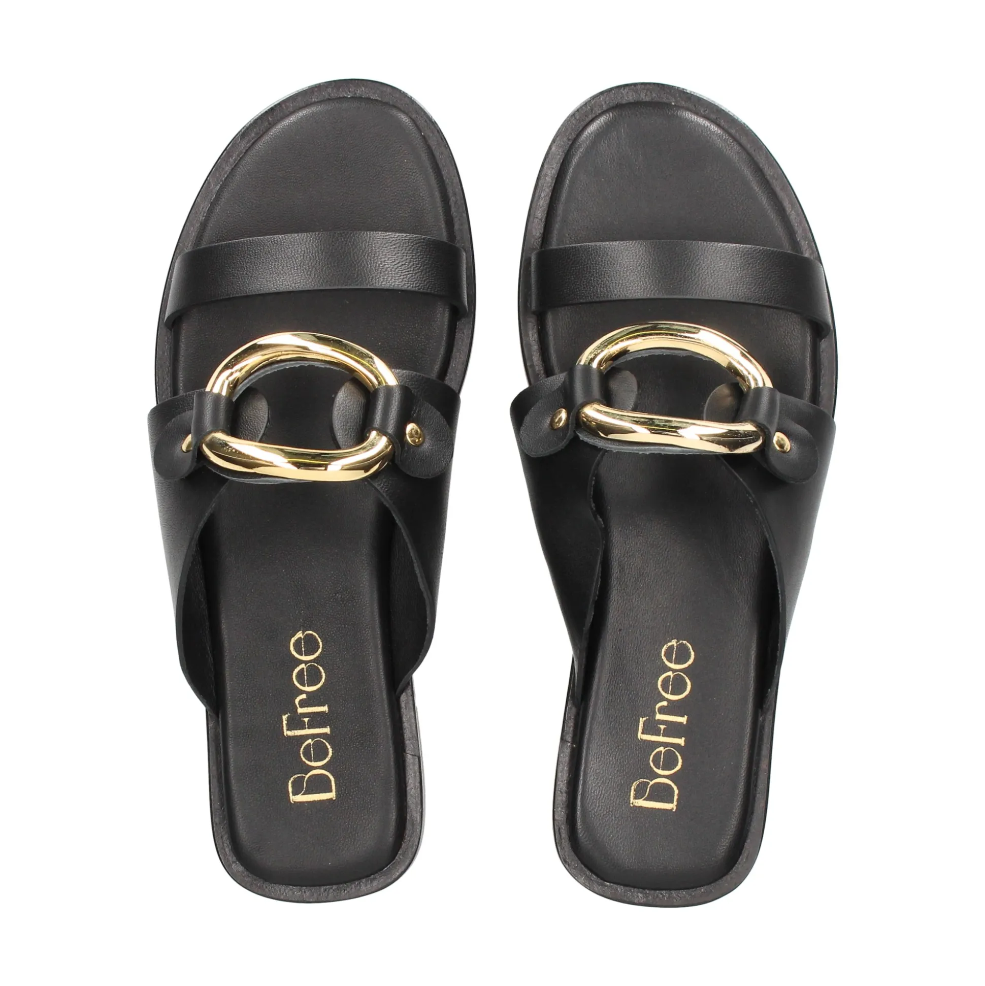 BEFREE Sandalias planas de Mujer NICE-110 NEGRO