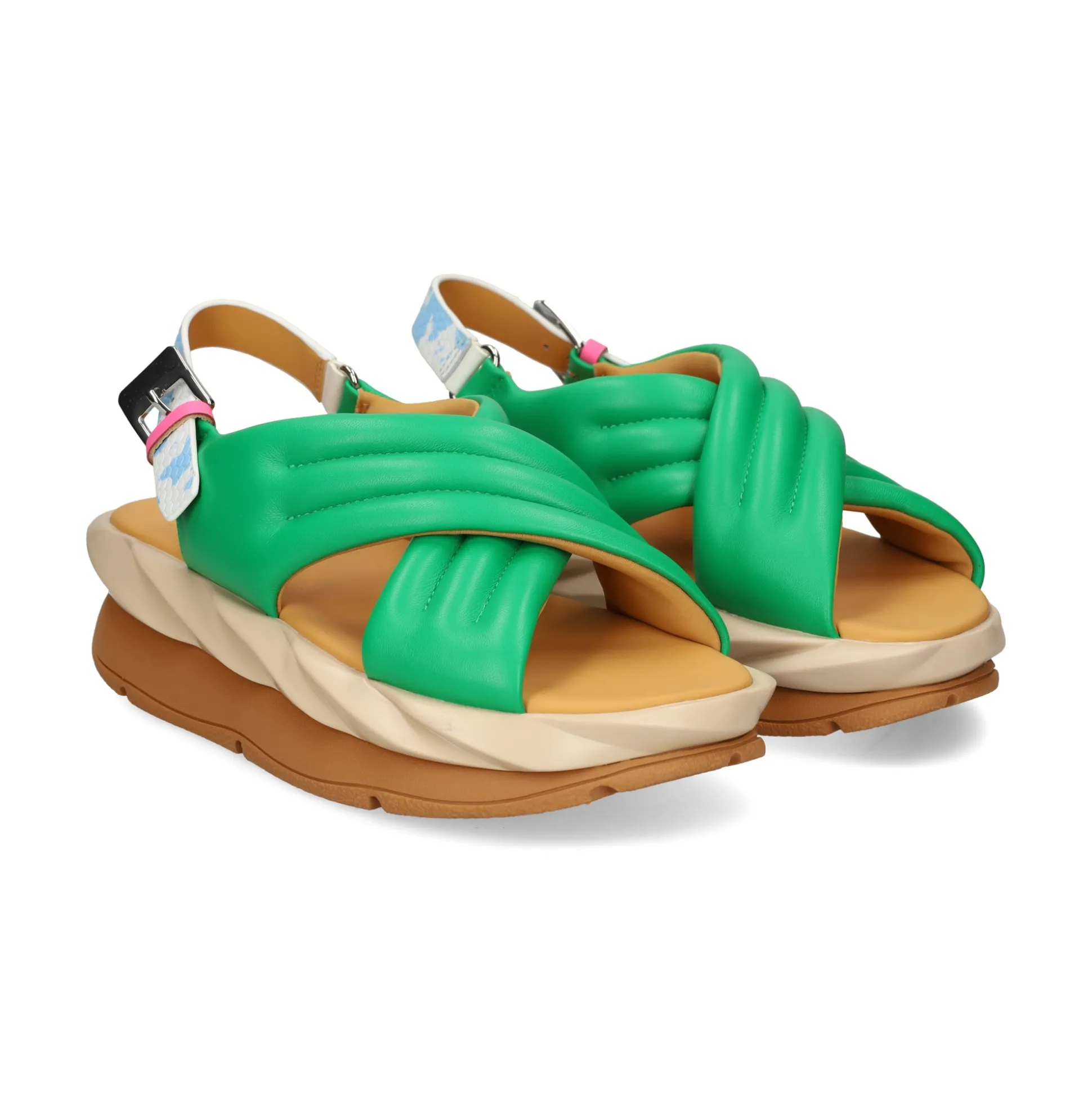 4CCCCEES Sandalias con plataforma de Mujer MELLOW MANA VERDE