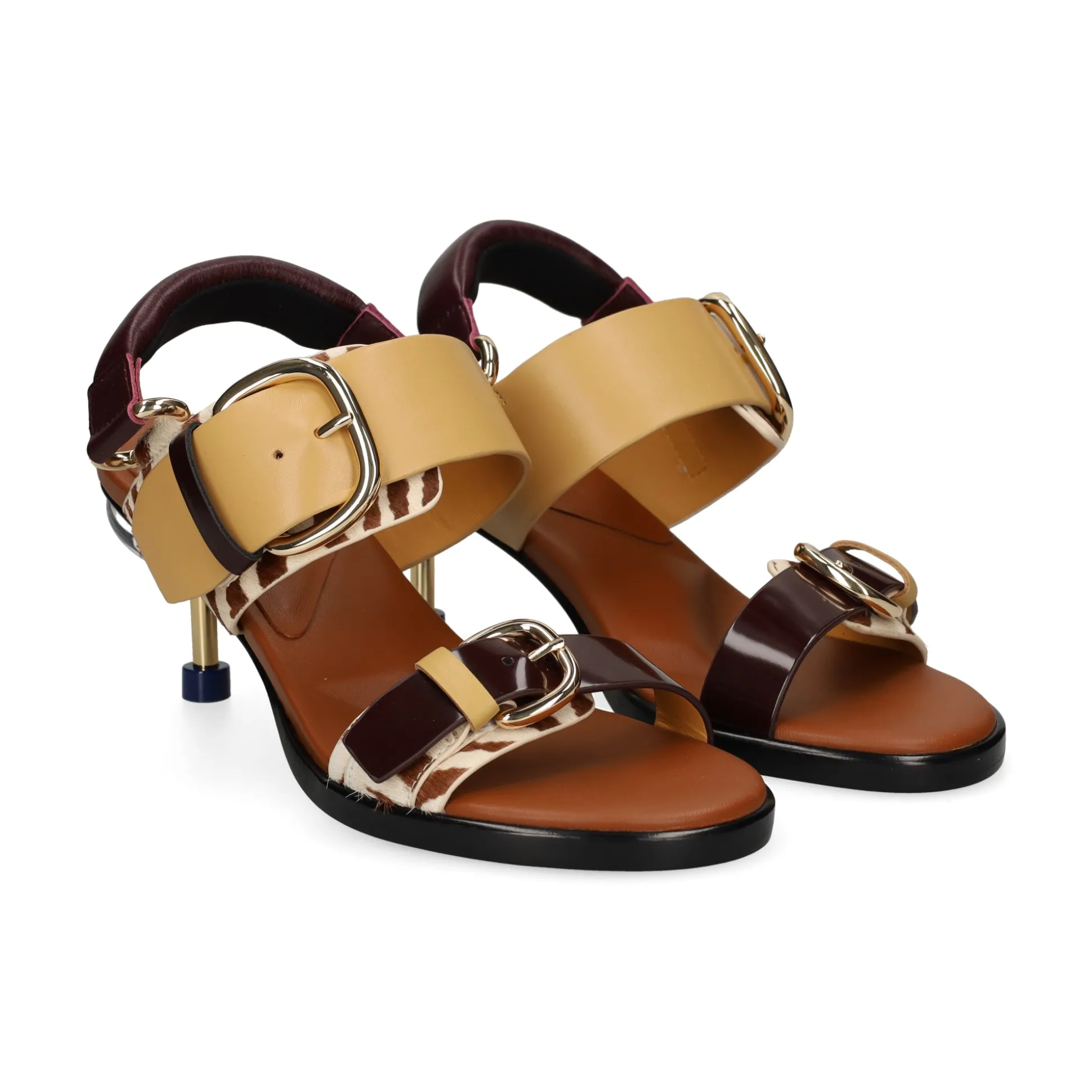 4CCCCEES Sandalias con tacón de Mujer OSHA LINE MID ZEBRA MIX