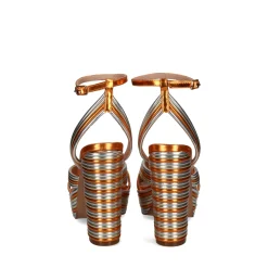 EXE Sandalias con plataforma de Mujer OPHELIA-832 ORANGE GOLD