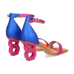 EXE Sandalias con tacón de Mujer LILIAN-055 BLUE-FUCSIA