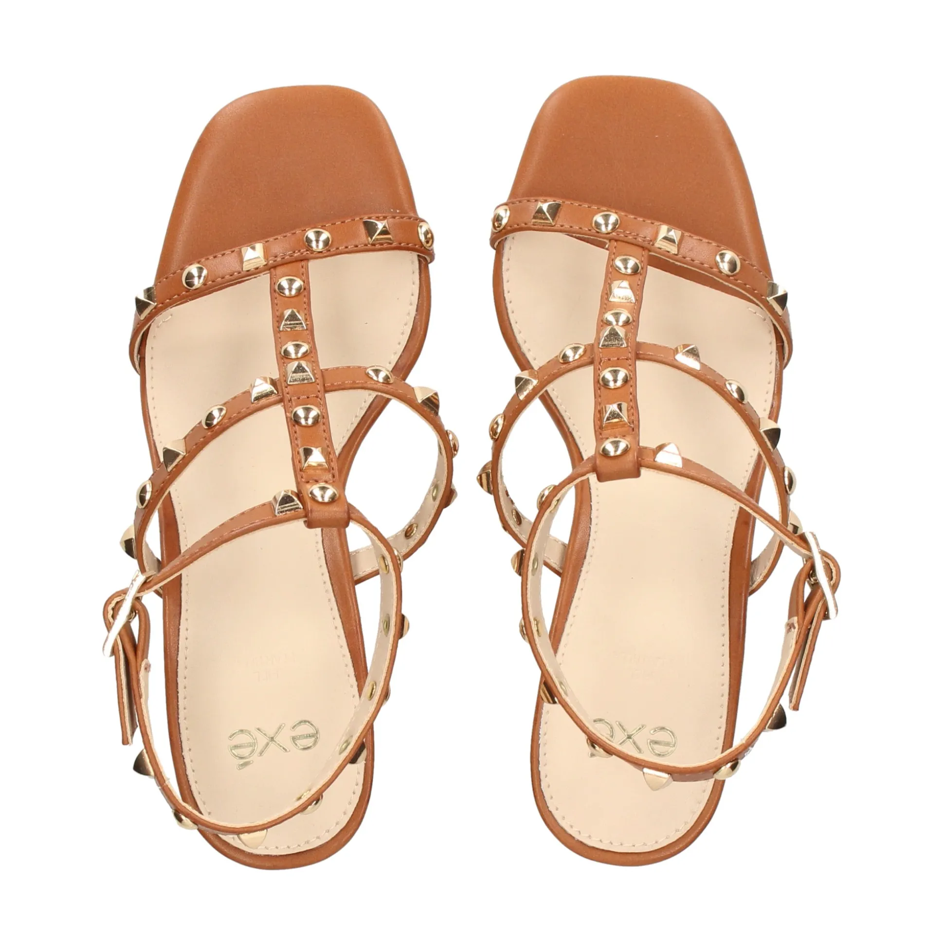 EXE Sandalias con tacón de Mujer CLEO-799 TAN GOLD