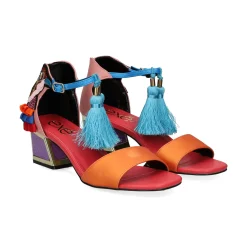 EXE Sandalias con tacón de Mujer LUISA-210 PINK ORANGE