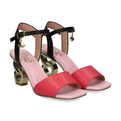 EXE Sandalias con tacón de Mujer LILIAN-177 BLACK-RED