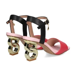 EXE Sandalias con tacón de Mujer LILIAN-177 BLACK-RED