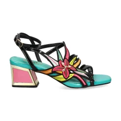 EXE Sandalias con tacón de Mujer LUISA-400 BLACK-GREEN