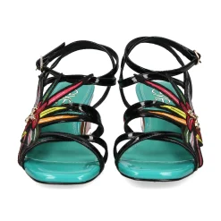 EXE Sandalias con tacón de Mujer LUISA-400 BLACK-GREEN