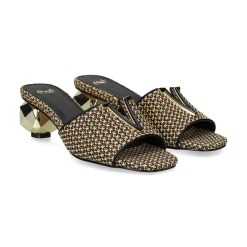 EXE Sandalias con tacón de Mujer SCARLET-601 BLACK BEIGE