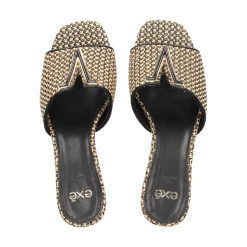 EXE Sandalias con tacón de Mujer SCARLET-601 BLACK BEIGE