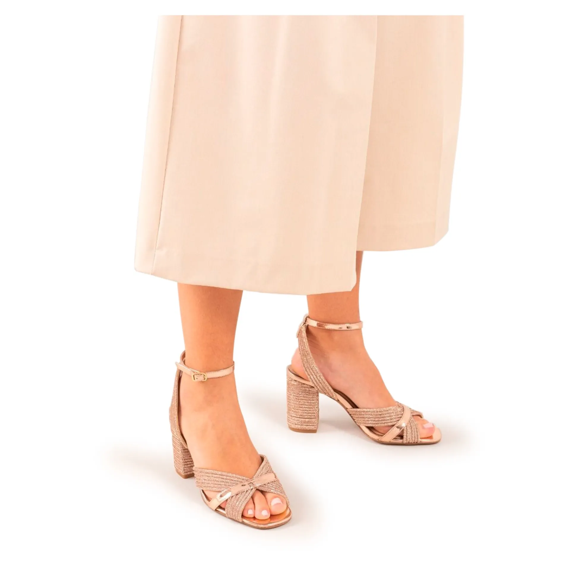 EXE Sandalias con tacón de Mujer CAROL-505 PINK GOLD