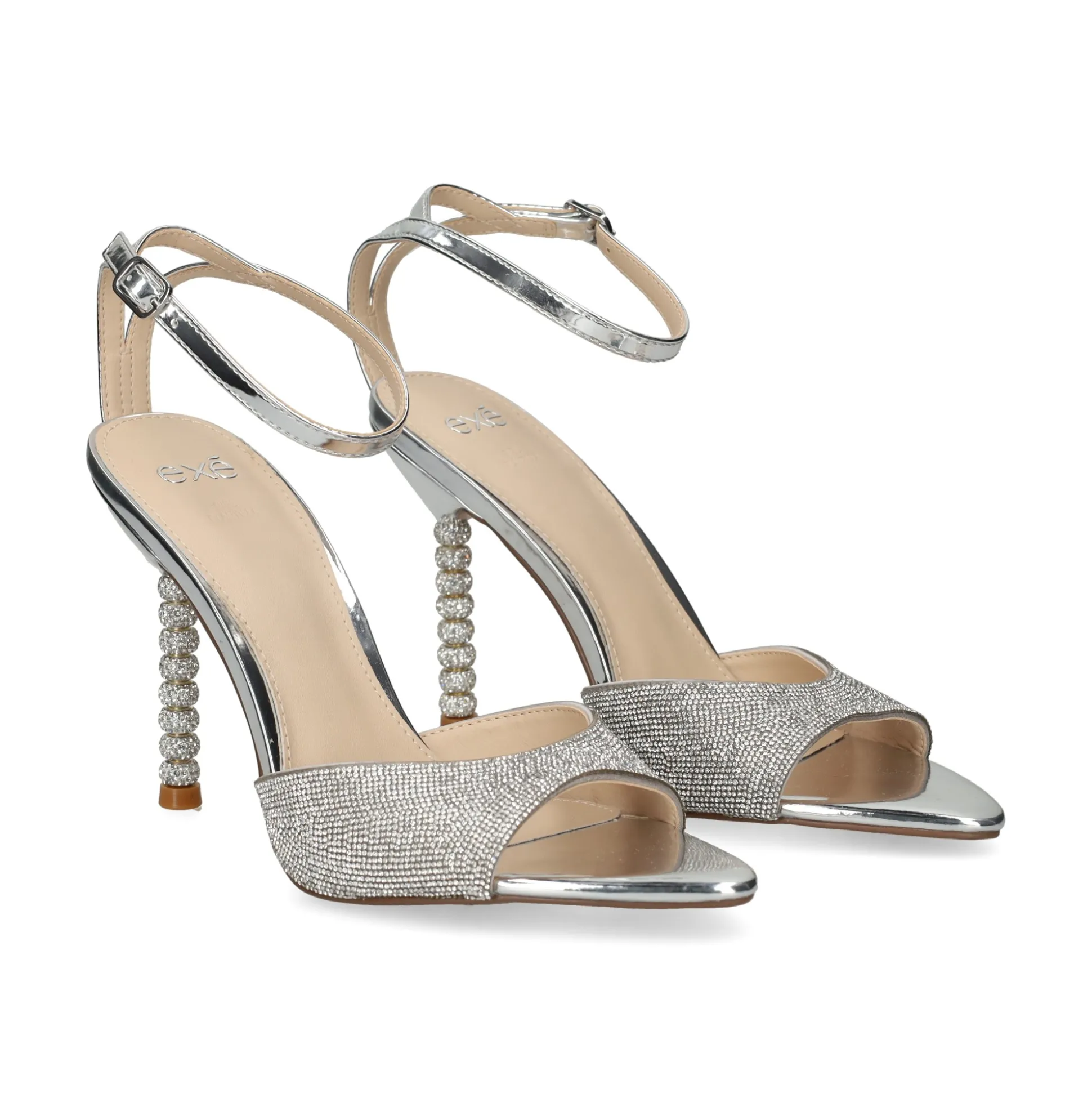 EXE Sandalias con tacón de Mujer JOY-625 SILVER