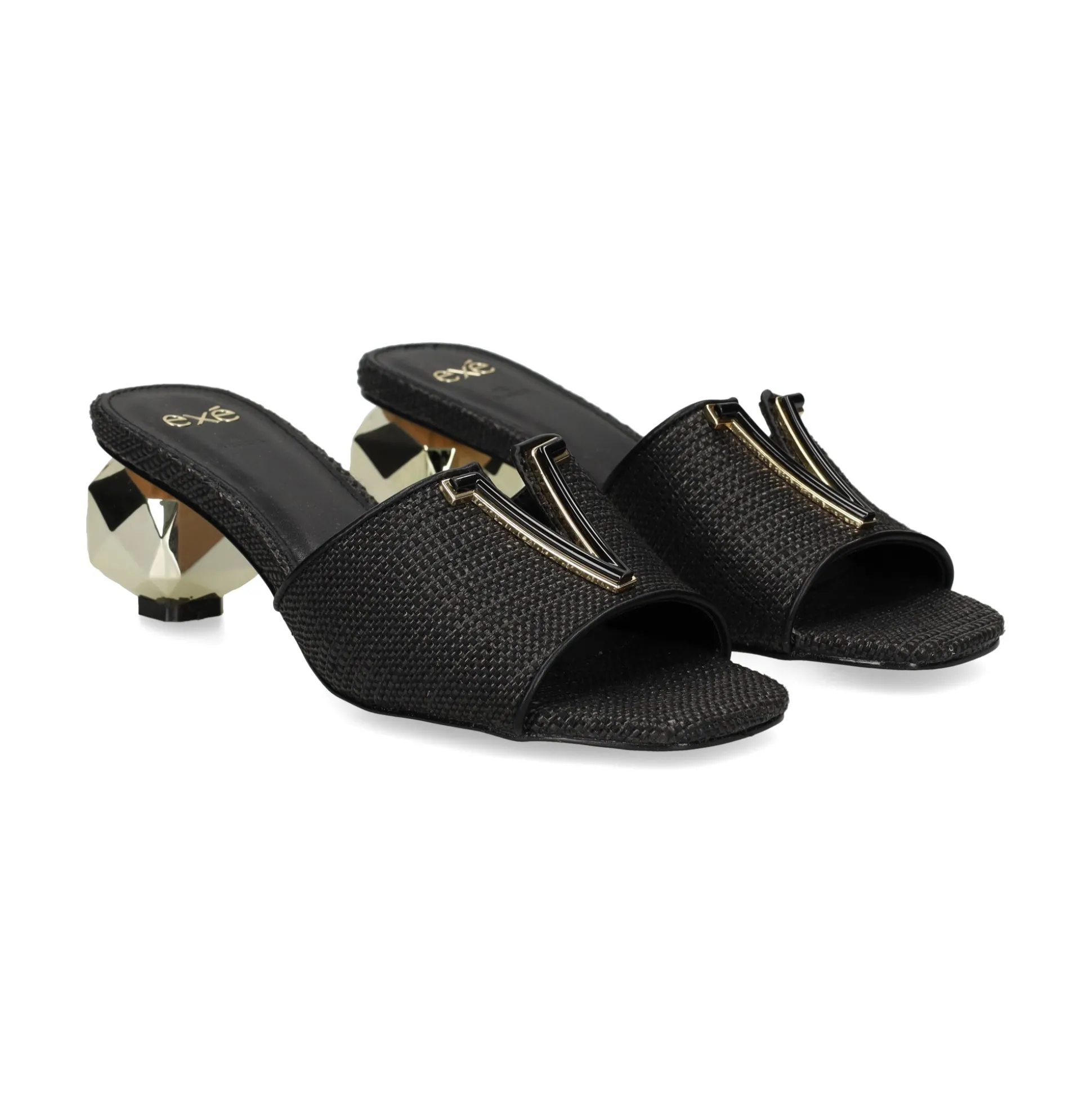 EXE Sandalias con tacón de Mujer SCARLET-601 NEGRO