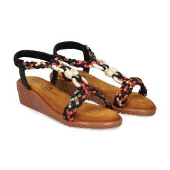 EXE Sandalias cuña de Mujer 721-EX9 NEGRO