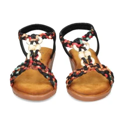 EXE Sandalias cuña de Mujer 721-EX9 NEGRO