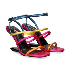 EXE Sandalias cuña de Mujer MAGGIE-840 BLUE FUCSIA