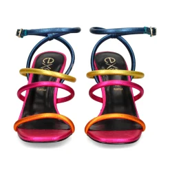 EXE Sandalias cuña de Mujer MAGGIE-840 BLUE FUCSIA