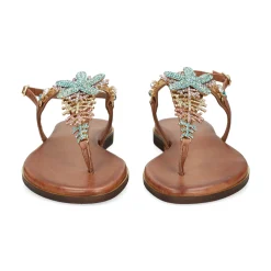 EXE Sandalias planas de Mujer 598 GOLDIE MARRON