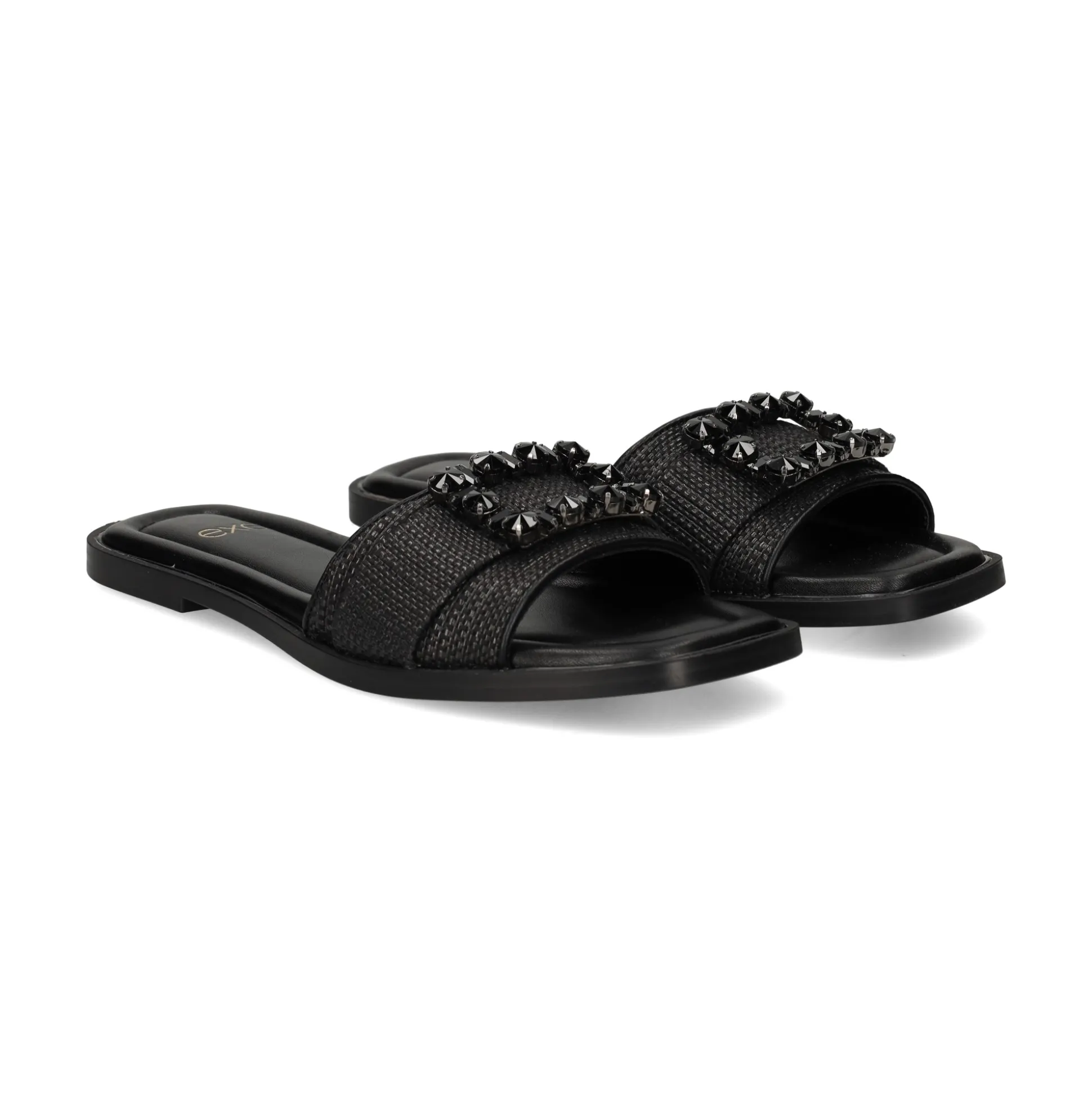 EXE Sandalias planas de Mujer DORETA-488 NEGRO