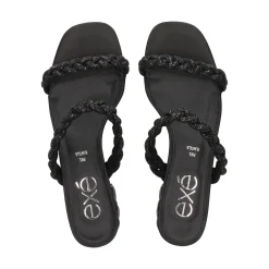 EXE Sandalias planas de Mujer KATY-411 NEGRO