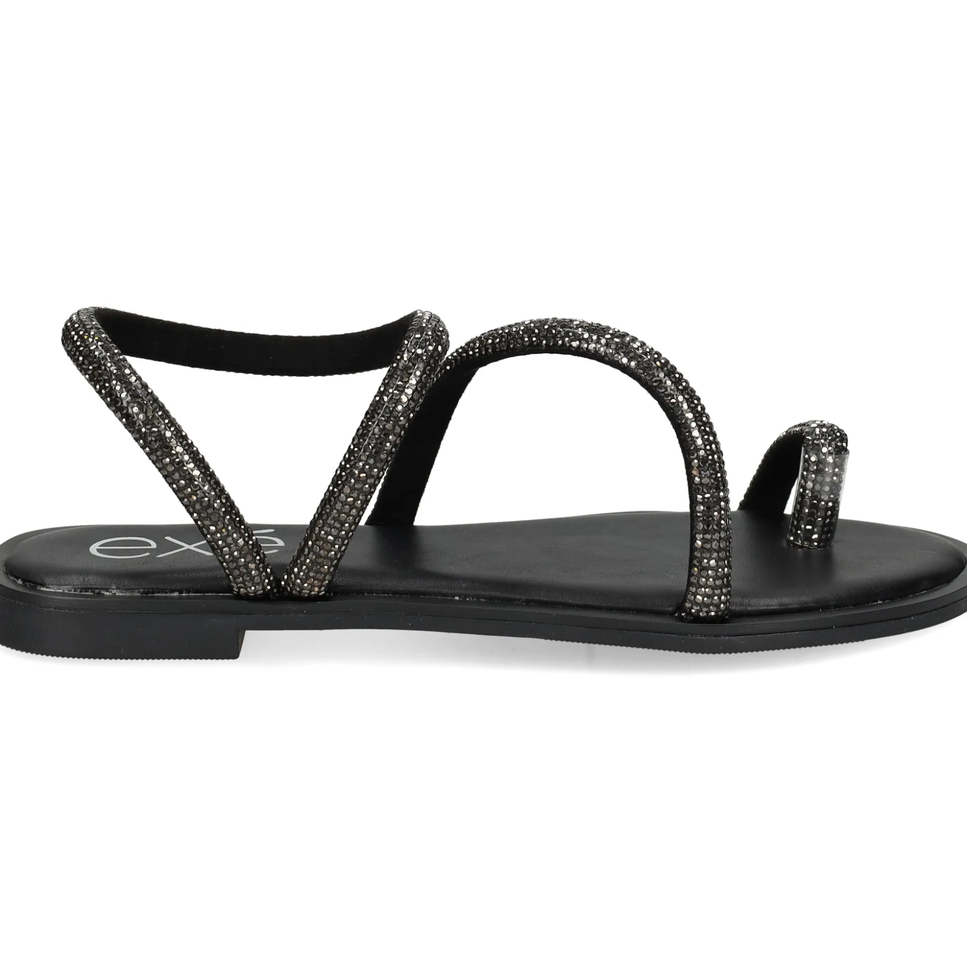 EXE Sandalias planas de Mujer P3300-1063 NEGRO