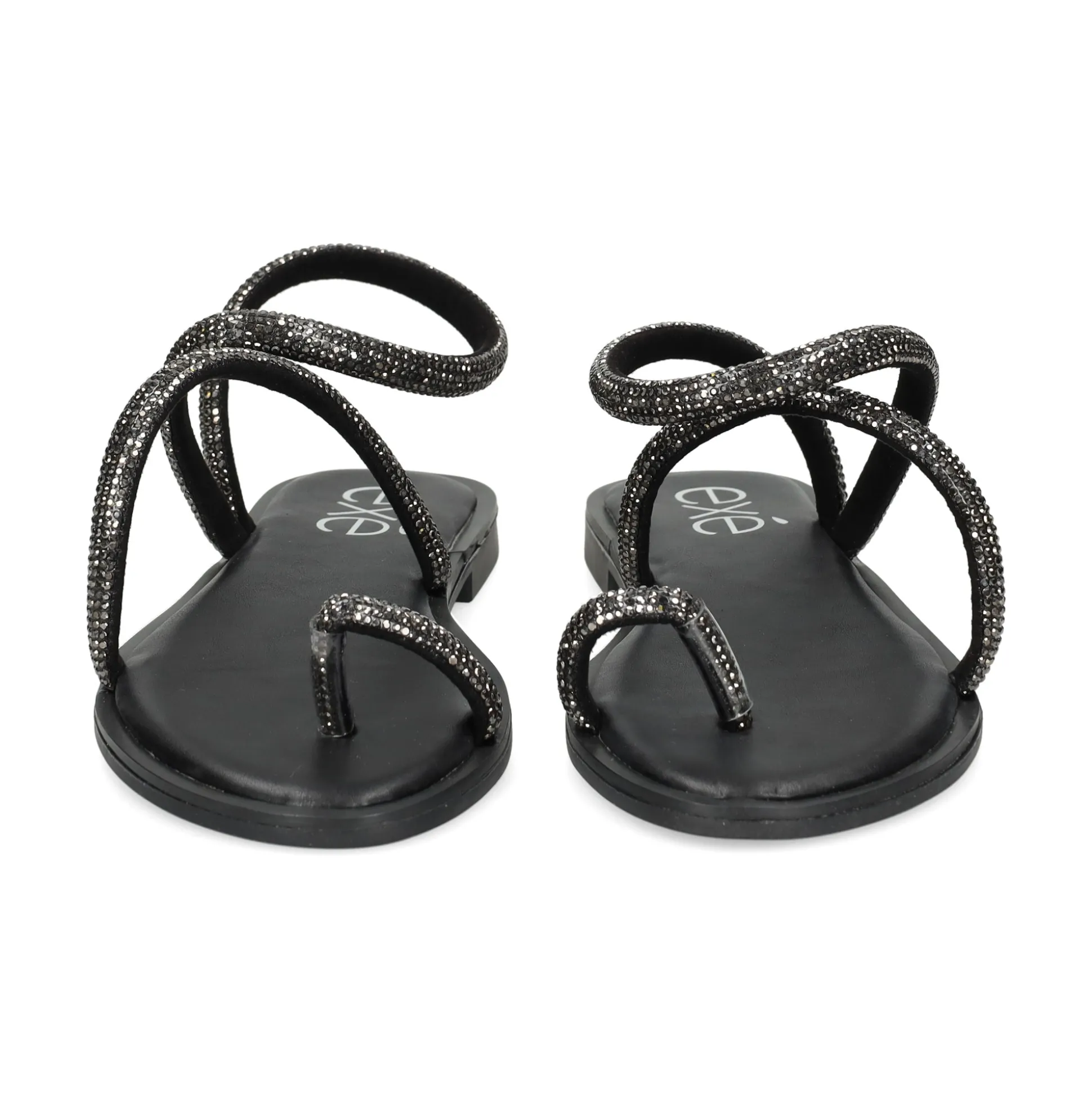 EXE Sandalias planas de Mujer P3300-1063 NEGRO
