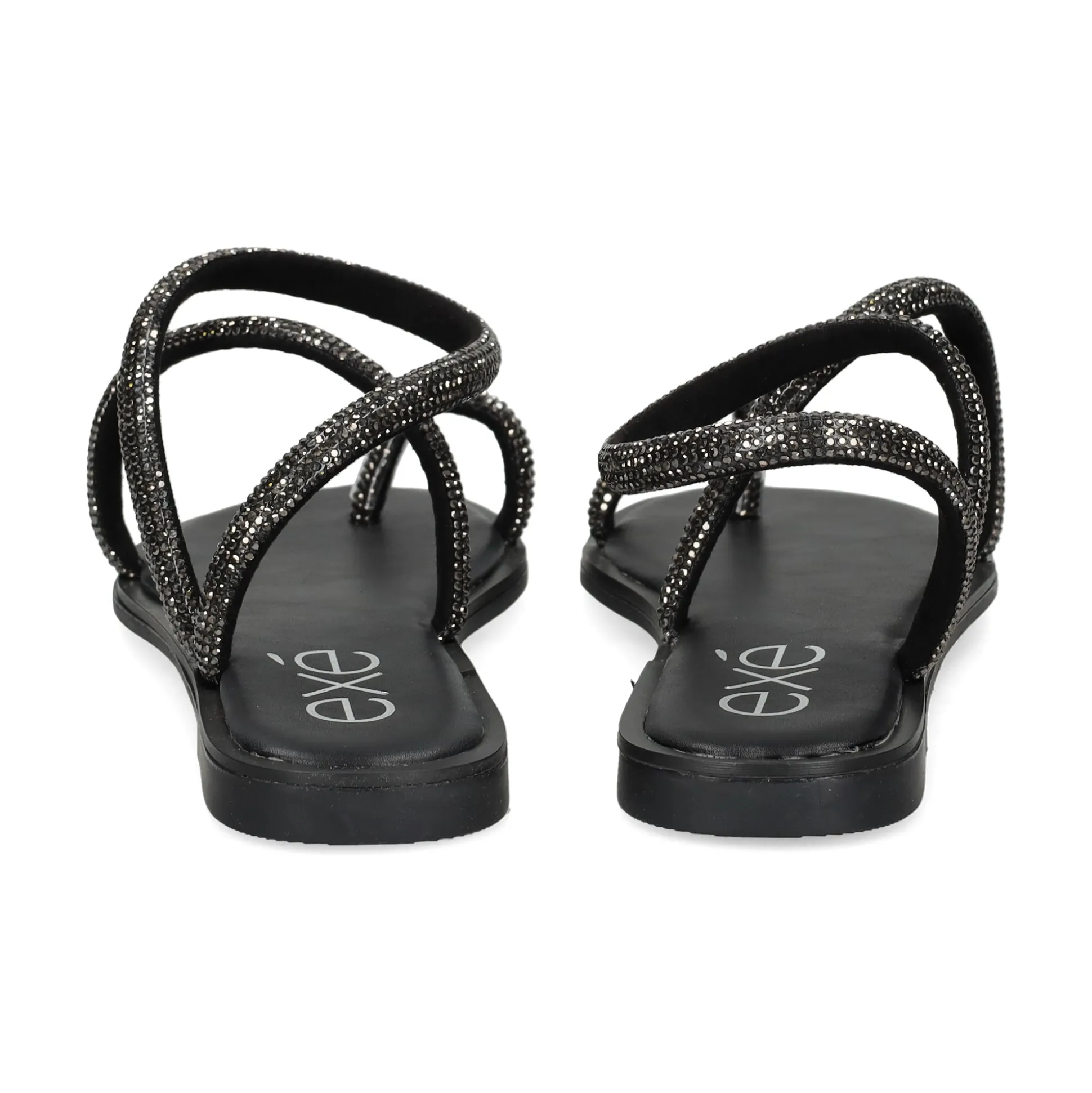 EXE Sandalias planas de Mujer P3300-1063 NEGRO