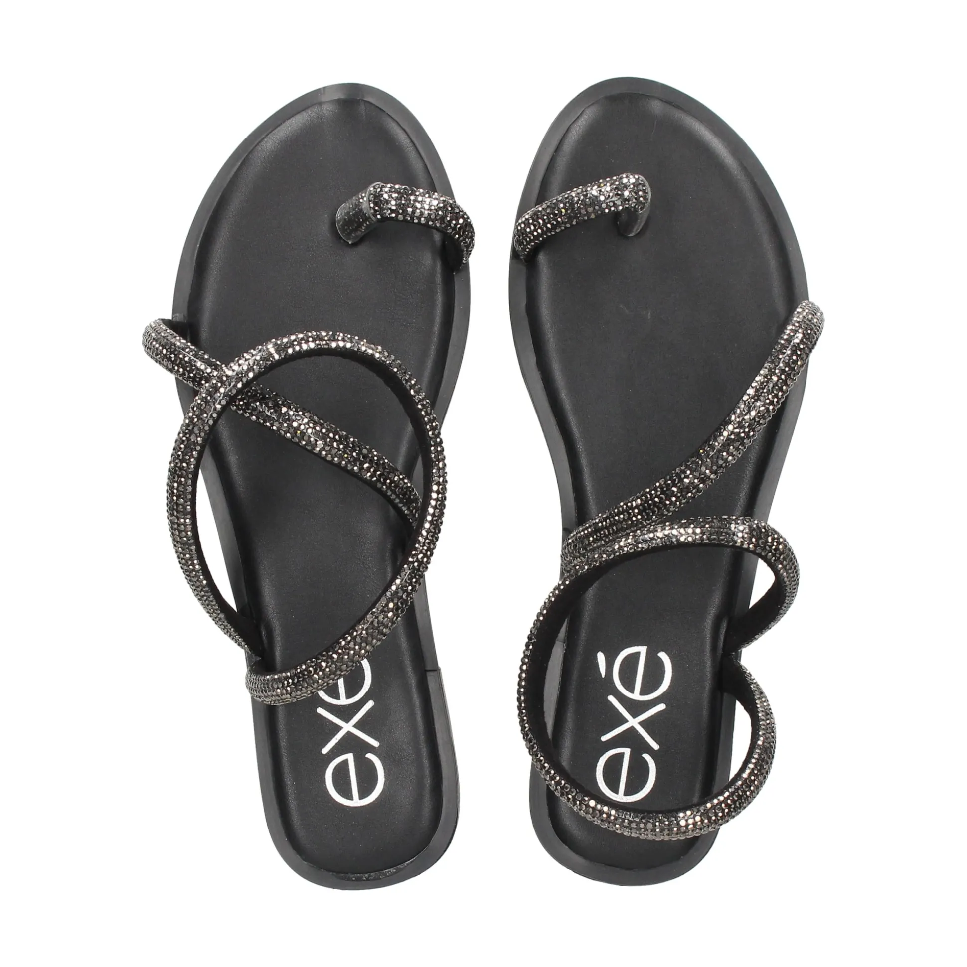EXE Sandalias planas de Mujer P3300-1063 NEGRO