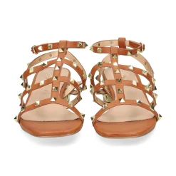 EXE Sandalias planas de Mujer KATY-247 TAN GOLD