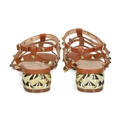 EXE Sandalias planas de Mujer KATY-247 TAN GOLD