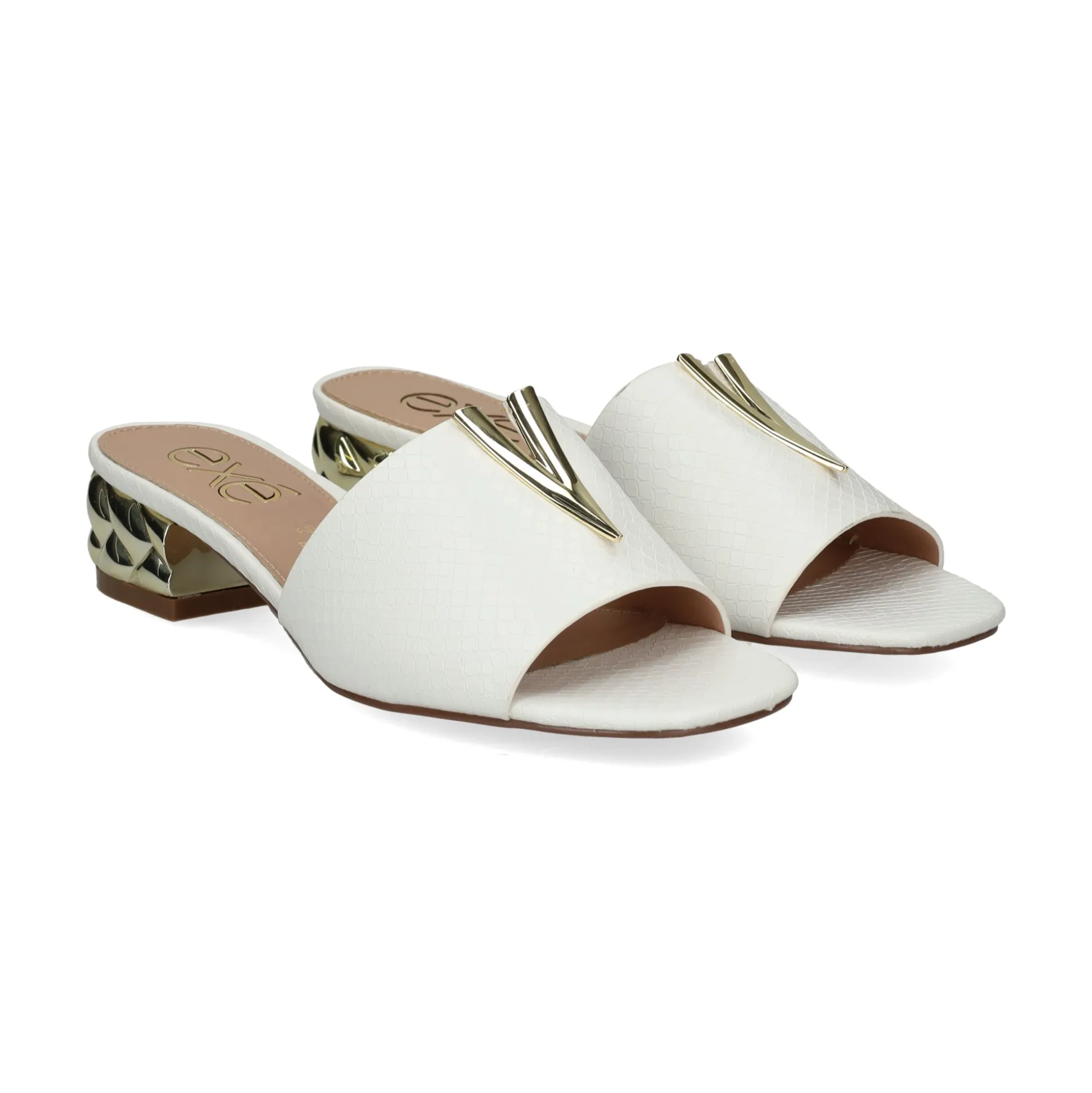 EXE Sandalias planas de Mujer KATY-811 BLANCO