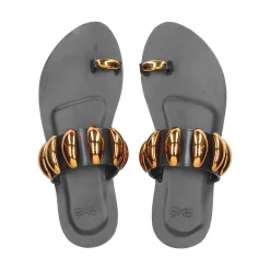 EXE Sandalias planas de Mujer NS-601 NEGRO