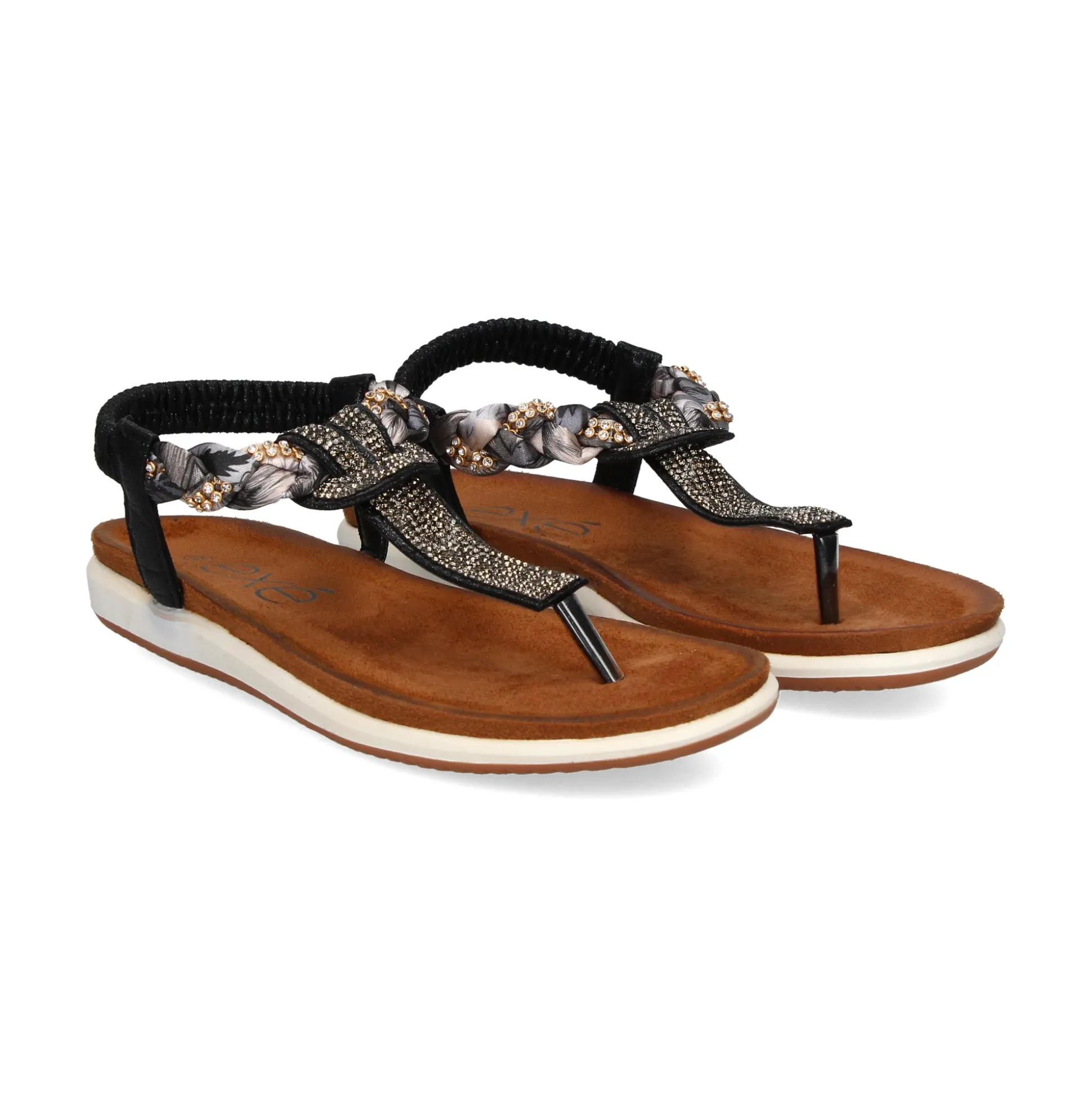 EXE Sandalias planas de Mujer F8043-21 NEGRO