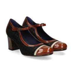 FLUCHOS Merceditas de Mujer D8669CCNSU CAFE + CUERO