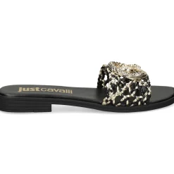 JUST CAVALLI Sandalias planas de Mujer 80RA3S83 PL9 BLACK/GOLD