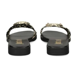 JUST CAVALLI Sandalias planas de Mujer 80RA3S83 PL9 BLACK/GOLD