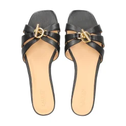 LAUREN RALPH LAUREN Sandalias planas de Mujer BLAIKE SLIDE 002 NEGRO