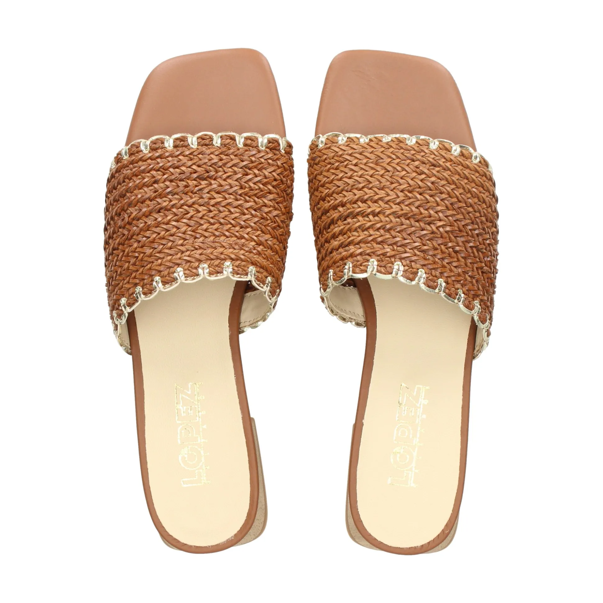 LÓPEZ Sandalias planas de Mujer 24505 TABACO