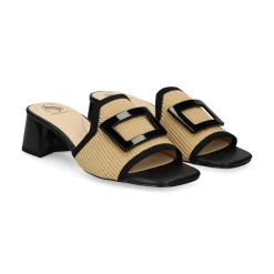 MISS ELASTIC Sandalias con tacón de Mujer 73032 72 CAMEL-NEGRO
