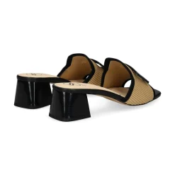 MISS ELASTIC Sandalias con tacón de Mujer 73032 72 CAMEL-NEGRO