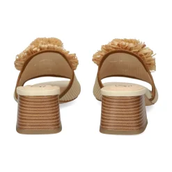 MISS ELASTIC Sandalias con tacón de Mujer 73031 2R CREMA/CUERO