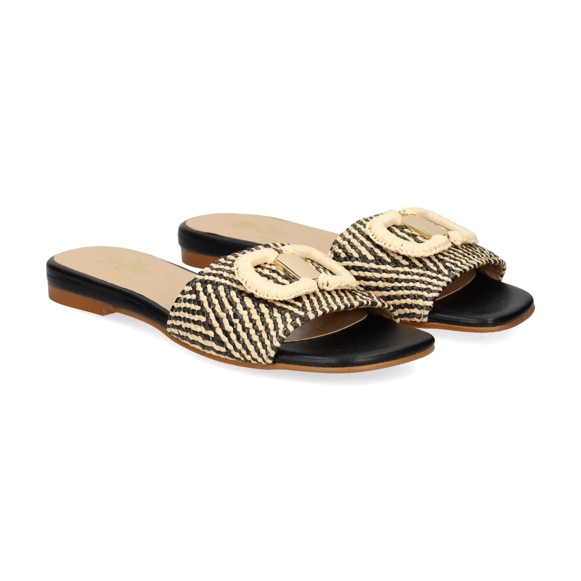 MISS ELASTIC Sandalias planas de Mujer 70106 99 NEGRO/CAMEL