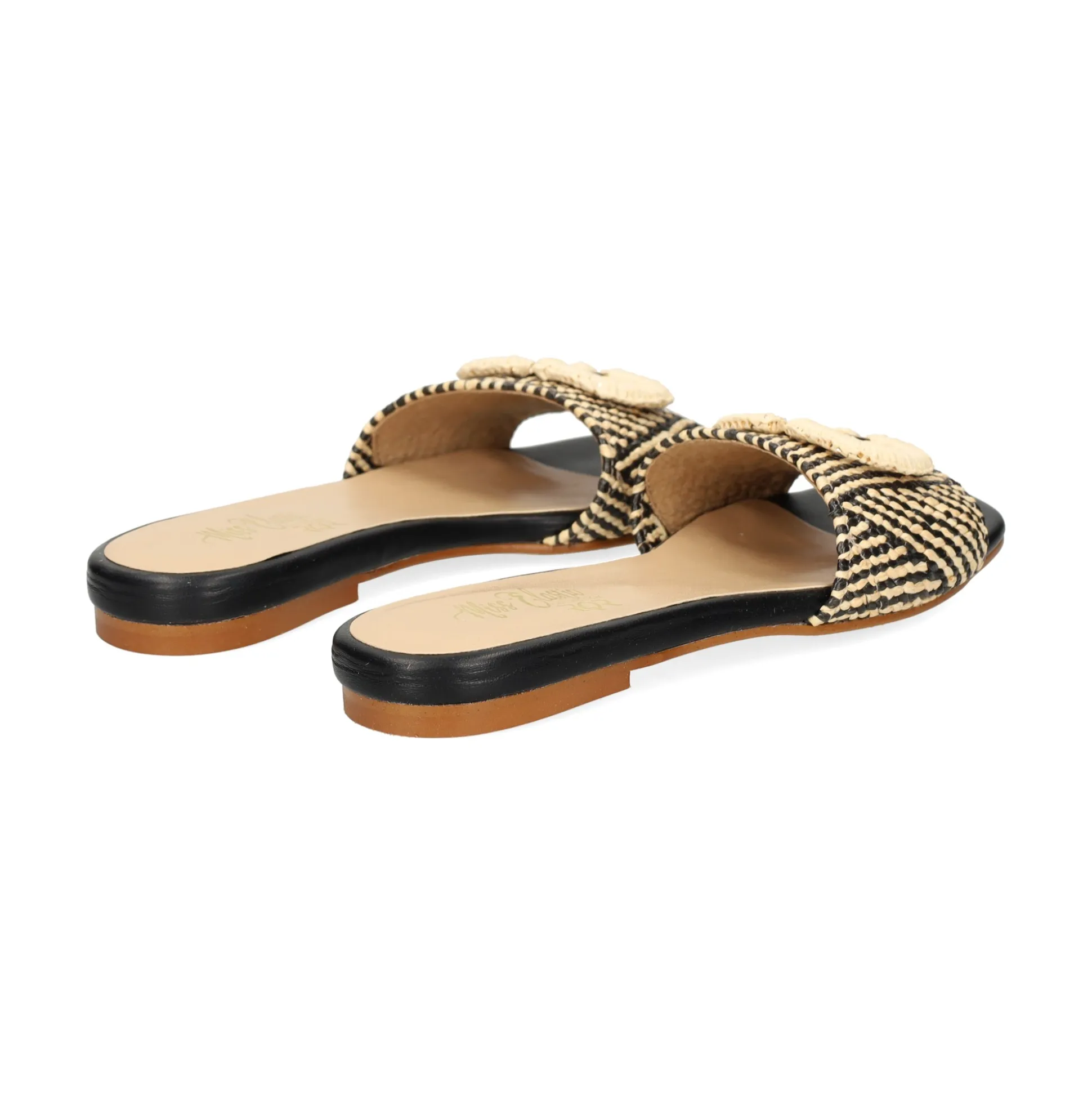MISS ELASTIC Sandalias planas de Mujer 70106 99 NEGRO/CAMEL