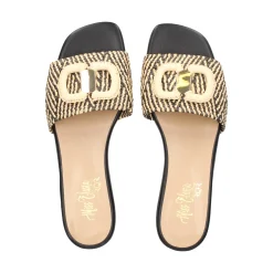 MISS ELASTIC Sandalias planas de Mujer 70106 99 NEGRO/CAMEL