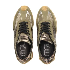 MJUS Zapatillas de Mujer L14125 OLIVA+ARGENTO+