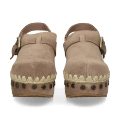 MOU Zuecos de Mujer Suede clog with back strap ELGRY