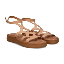 MYCONIAN Sandalias planas de Mujer 3133 CAMEL